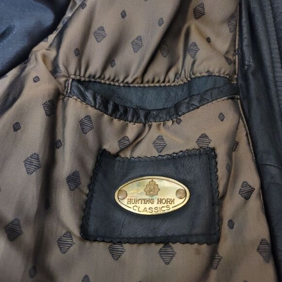 Vintage Hunting Horn Classics Leather Bomber Aviator Jacket In Black Size XL - Picture 13 of 16